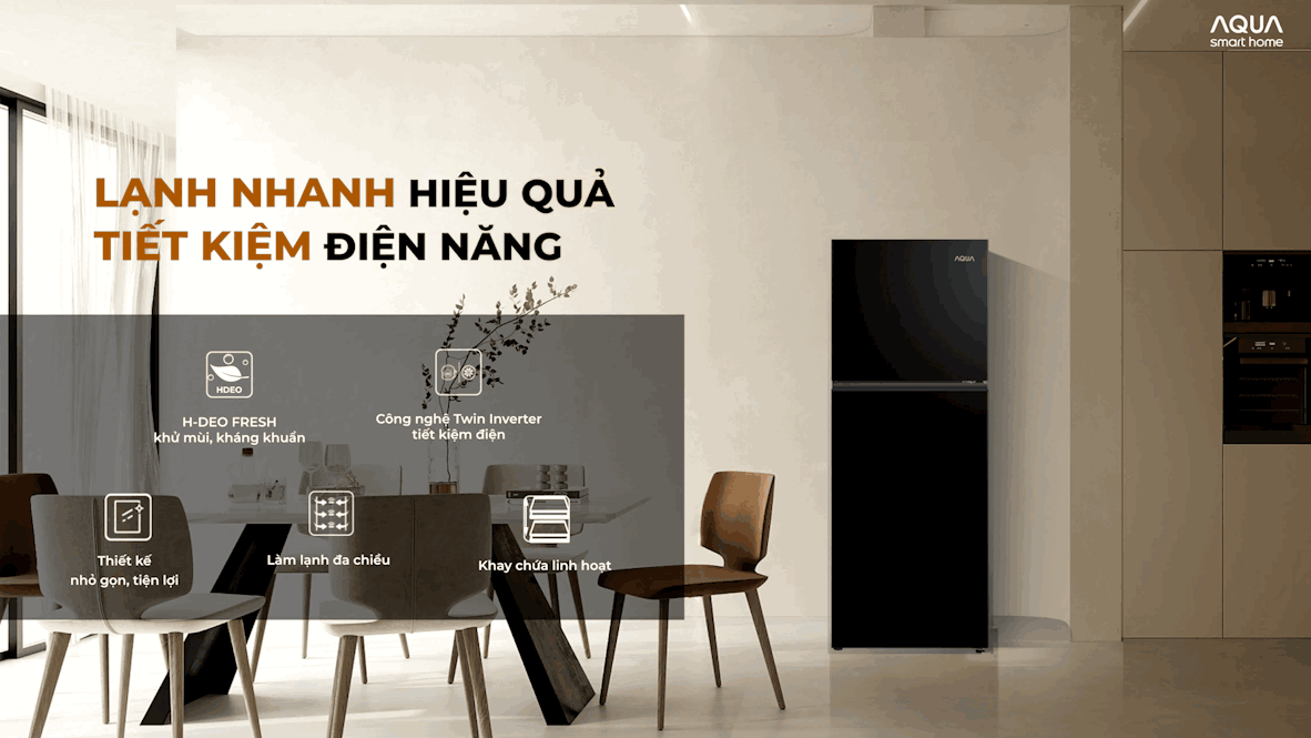 Dung tích 236 lít phù hợp với gia đình hoặc căn hộ nhỏ